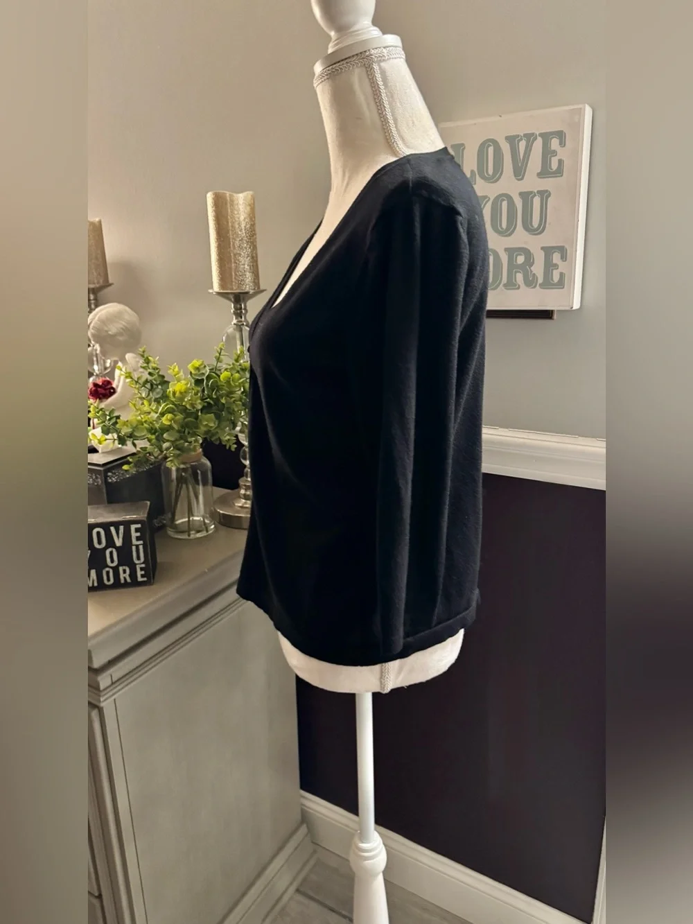 Chico’s Black 3/4 Sleeve Button Front Cardigan | Size 1 (M)